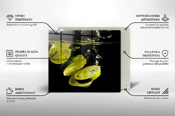 Glass worktop saver Lime in water