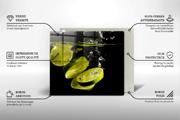 Glass worktop saver Lime in water