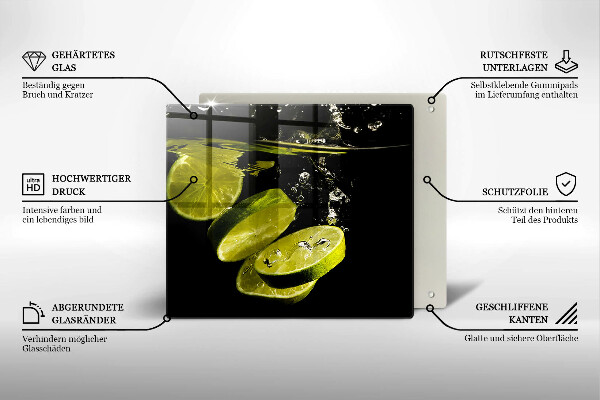 Glass worktop saver Lime in water