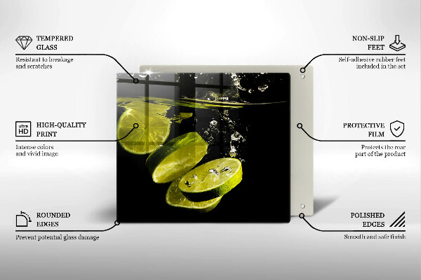 Glass worktop saver Lime in water