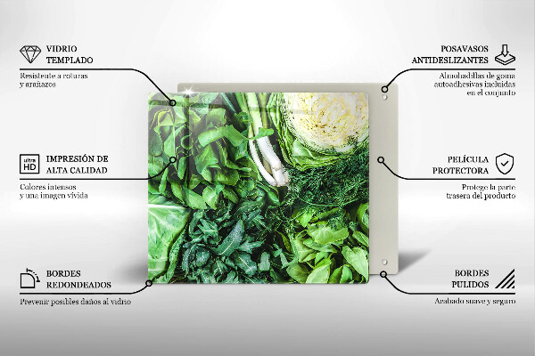 Glass worktop saver Green vegetables