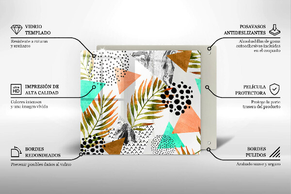 Work surface savers Boho leaves pattern