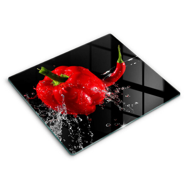 Work surface savers Red peppers in water