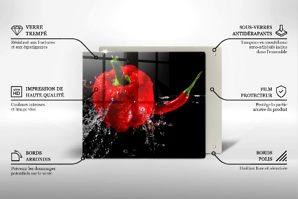 Work surface savers Red peppers in water