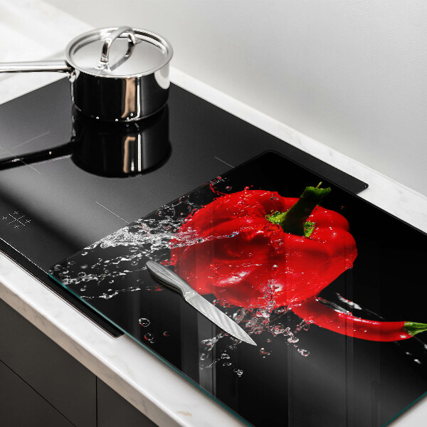 Work surface savers Red peppers in water