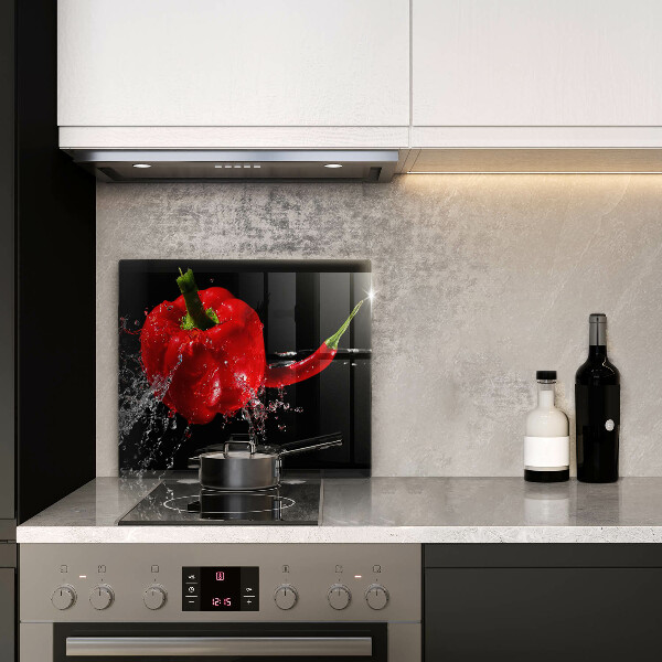 Work surface savers Red peppers in water