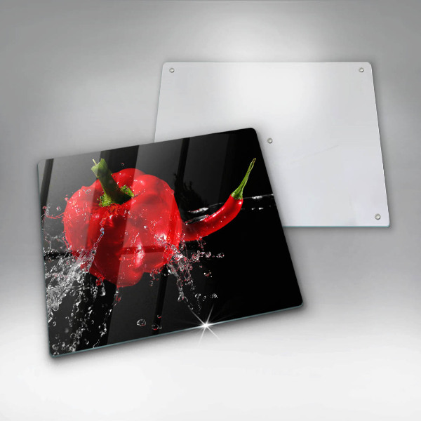 Work surface savers Red peppers in water