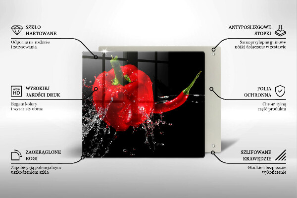 Work surface savers Red peppers in water