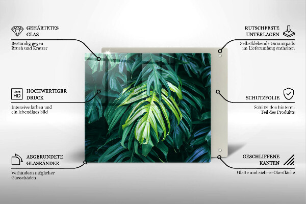 Induction hob protector Monstera wild leaves