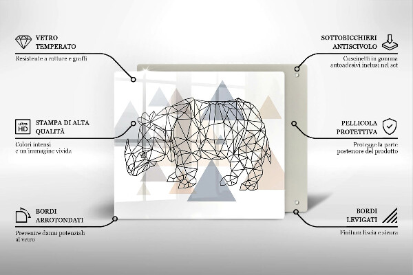 Induction hob protector Line-art rhino