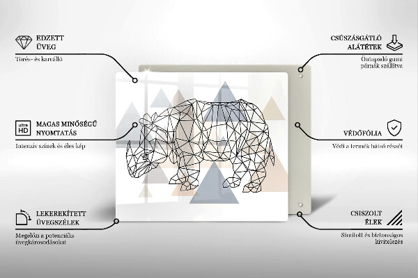 Induction hob protector Line-art rhino