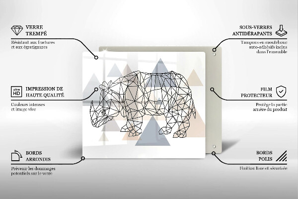 Induction hob protector Line-art rhino