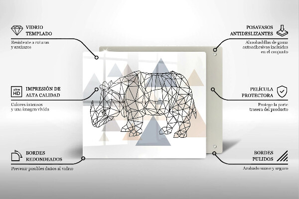 Induction hob protector Line-art rhino