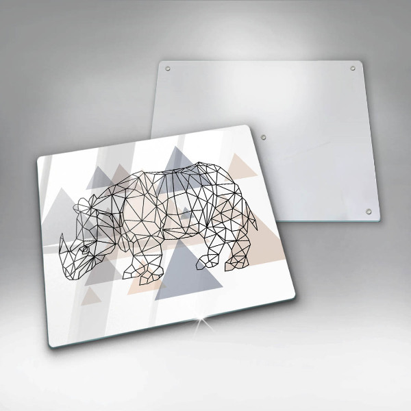 Induction hob protector Line-art rhino