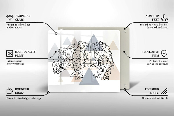 Induction hob protector Line-art rhino