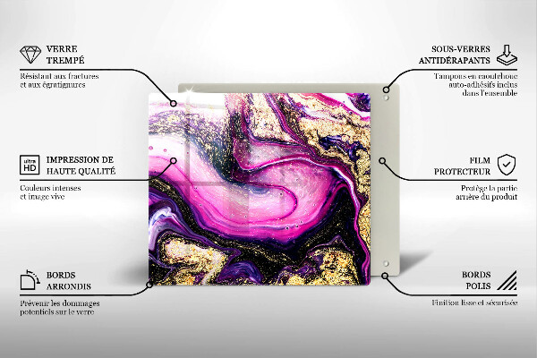 Glass worktop saver Abstraction design gold