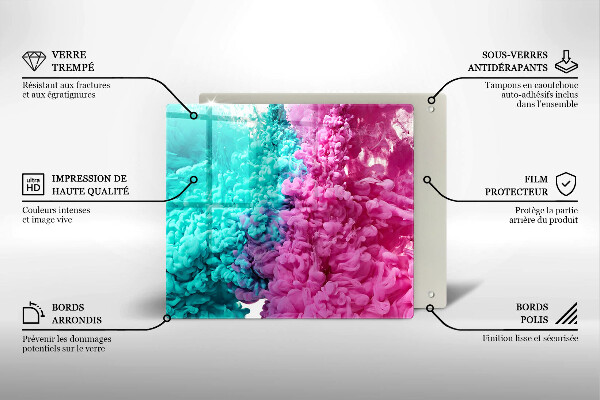 Glass worktop saver Turkos-pink smoke