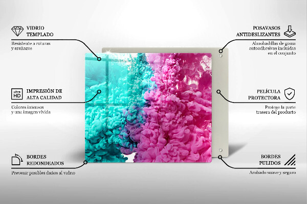 Glass worktop saver Turkos-pink smoke