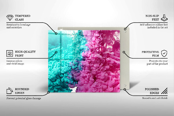 Glass worktop saver Turkos-pink smoke