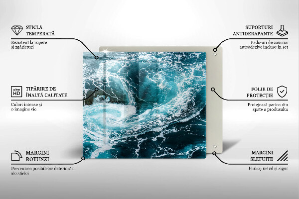 Glass worktop saver Foamed water waves