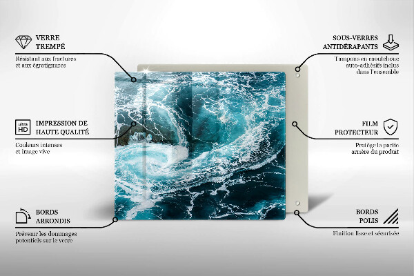 Glass worktop saver Foamed water waves