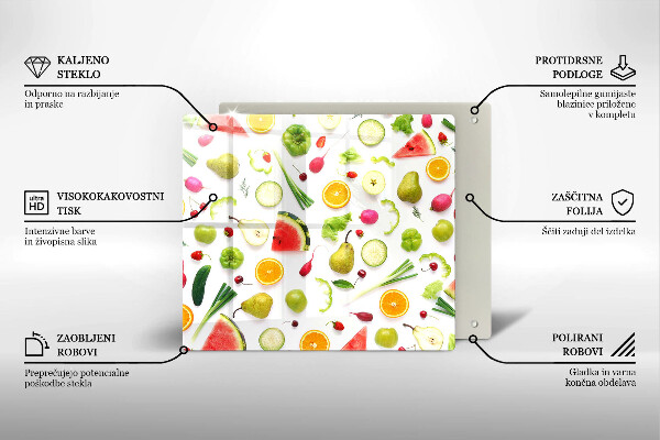 Induction hob protector Fruit and vegetables pattern