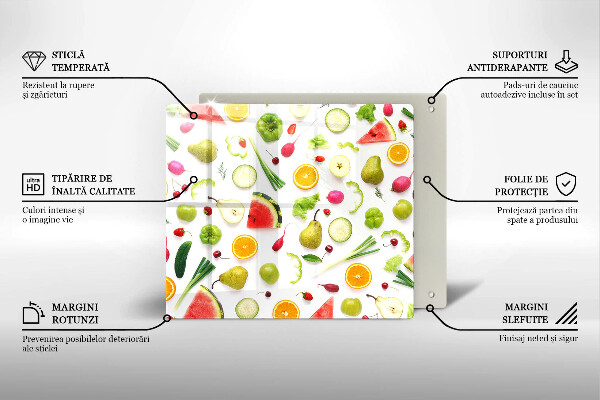 Induction hob protector Fruit and vegetables pattern