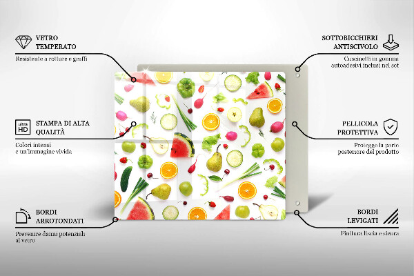 Induction hob protector Fruit and vegetables pattern