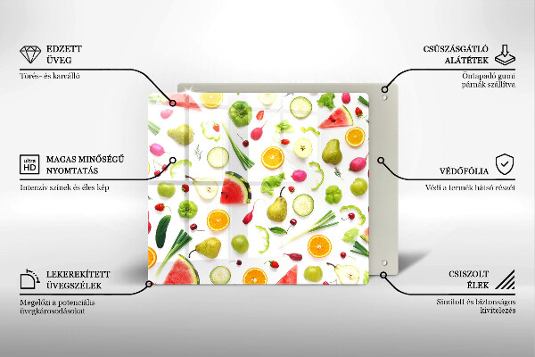 Induction hob protector Fruit and vegetables pattern