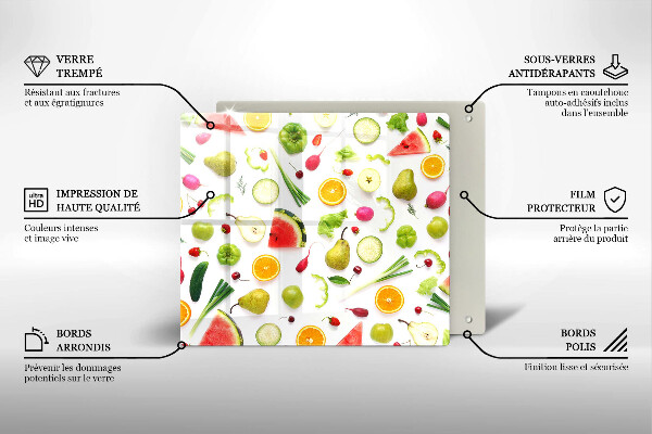 Induction hob protector Fruit and vegetables pattern