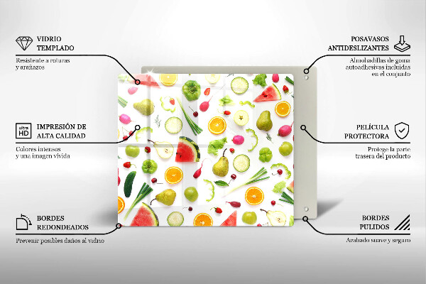 Induction hob protector Fruit and vegetables pattern