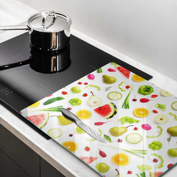 Induction hob protector Fruit and vegetables pattern