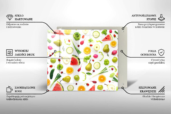 Induction hob protector Fruit and vegetables pattern