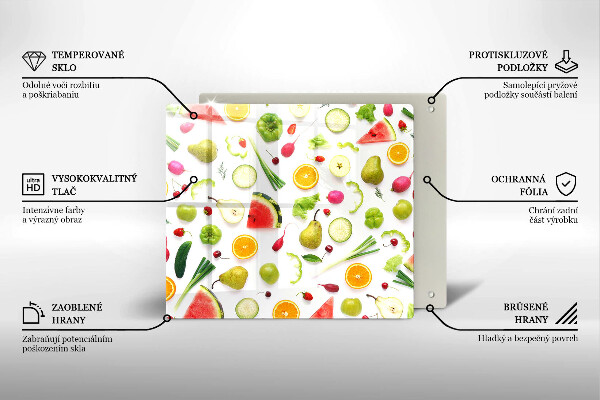 Induction hob protector Fruit and vegetables pattern