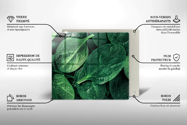 Induction hob protector Basil leaves