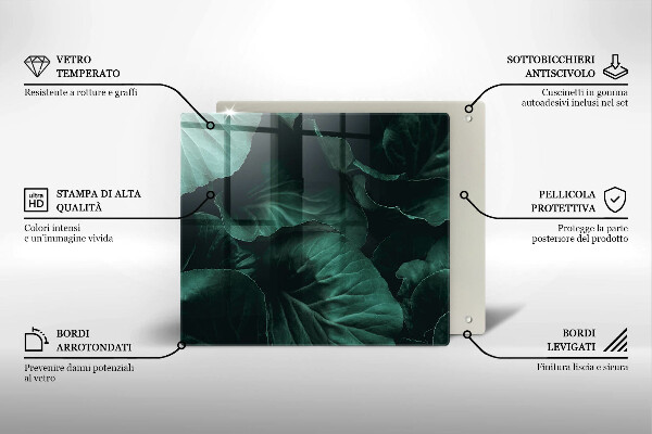 Induction hob protector Wild dark leaves