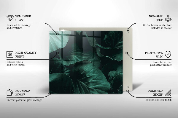 Induction hob protector Wild dark leaves