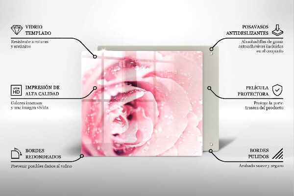 Work surface savers Rosa drops and rose flower