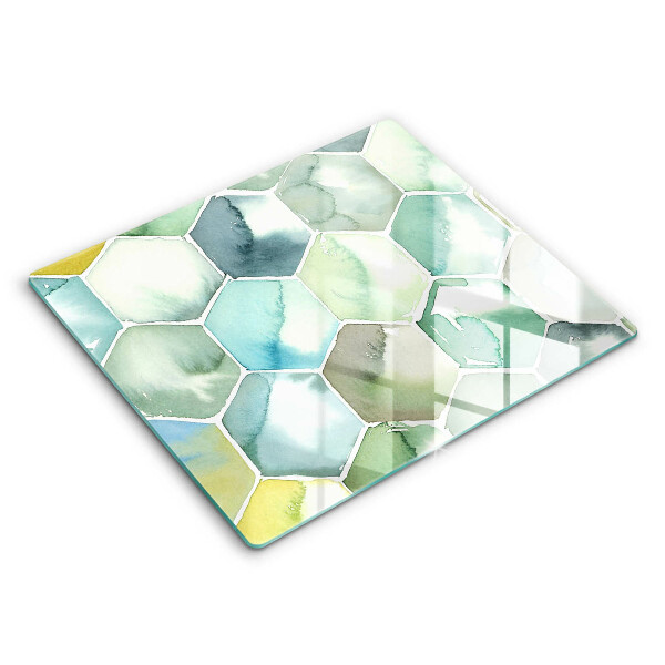 Glass worktop saver Watercolor hexagons