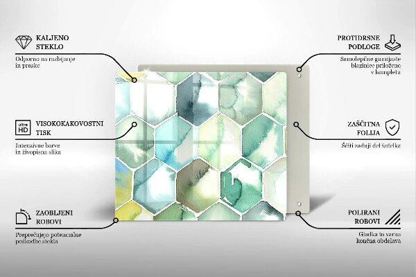 Glass worktop saver Watercolor hexagons