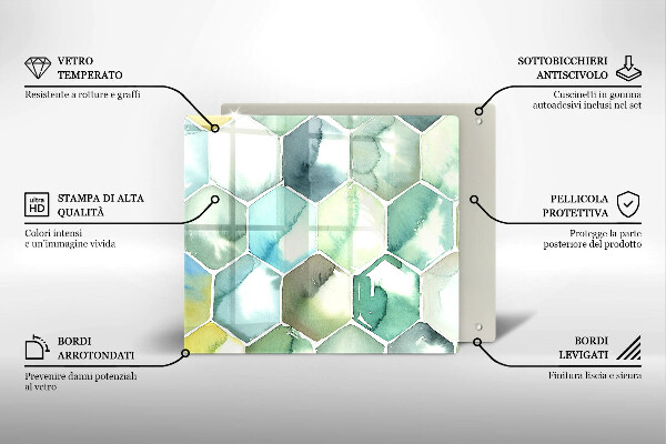 Glass worktop saver Watercolor hexagons