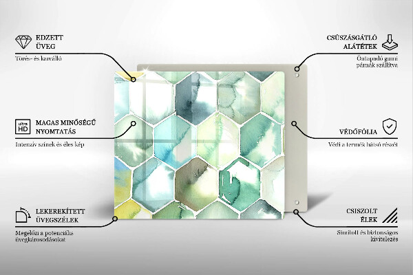 Glass worktop saver Watercolor hexagons