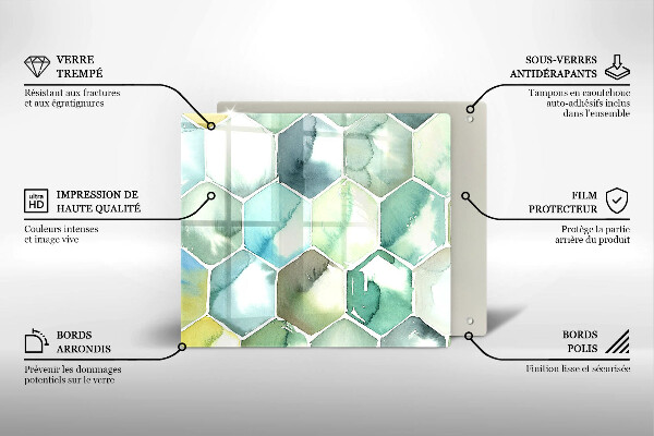 Glass worktop saver Watercolor hexagons