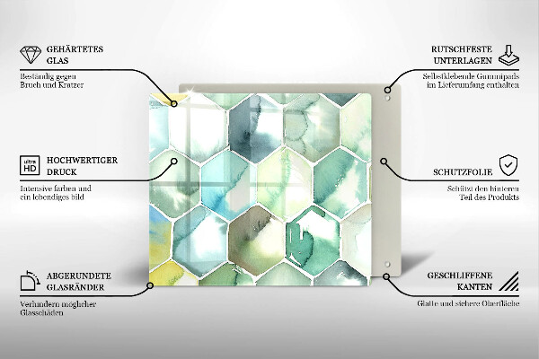 Glass worktop saver Watercolor hexagons