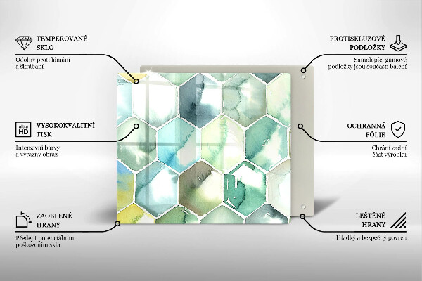 Glass worktop saver Watercolor hexagons