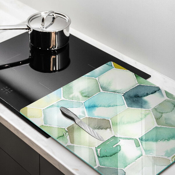 Glass worktop saver Watercolor hexagons