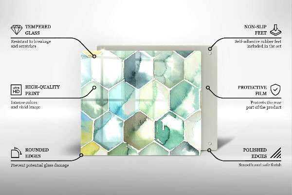 Glass worktop saver Watercolor hexagons