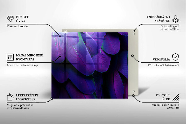 Glass worktop saver Neon feathers