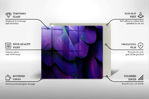 Glass worktop saver Neon feathers