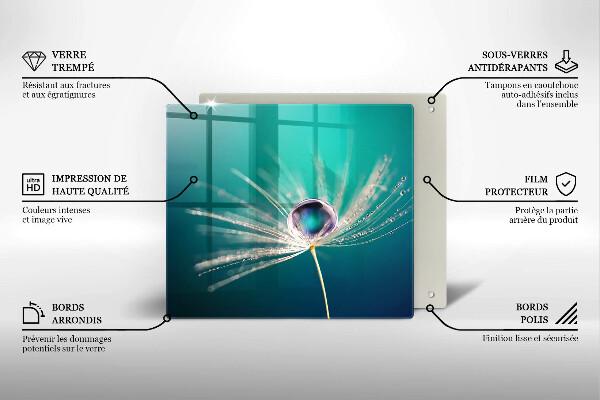 Glass worktop saver Dew on a dandelion